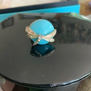 New Silver Dragonfly ring with turquoise Size 7